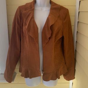 5/20 Laura size 10, brown ruffle collar jacket